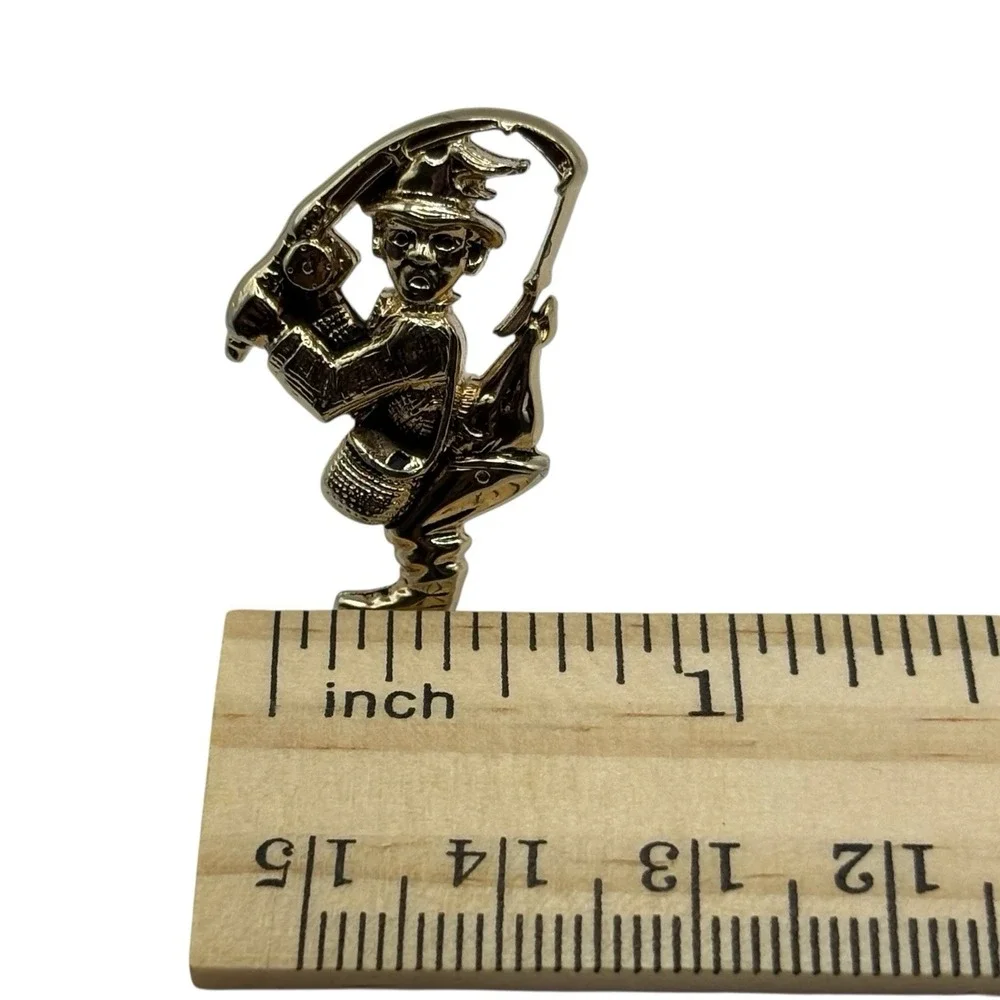 Fisherman Cufflinks by Hickok USA‎ Gold Tone Hooked Underwear Funny Nautical VTG
